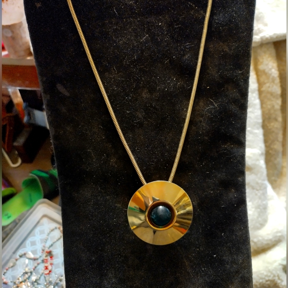 MCM large circle pendant necklace